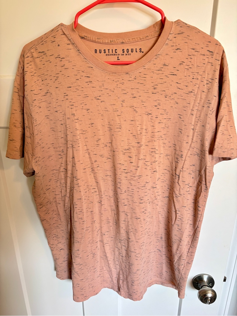 Rustic Souls Men’s Peach Short Sleeve T-Shirt Large 95% Cotton